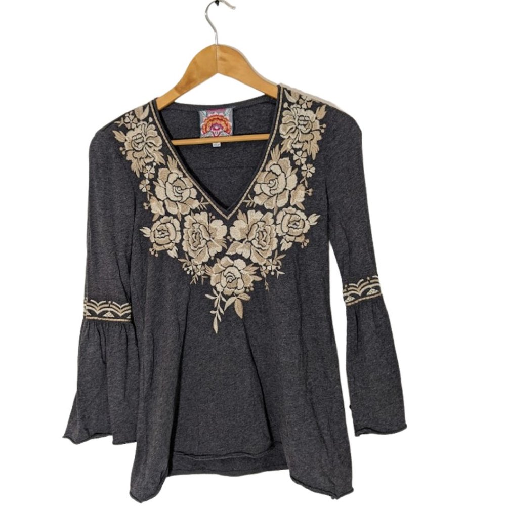 Johnny Was Embroidered 3/4 Sleeve Top Size XS